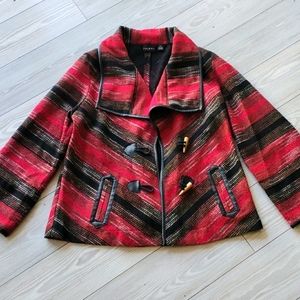 Tribal black and red Aztec jacket with bell sleeves size medium